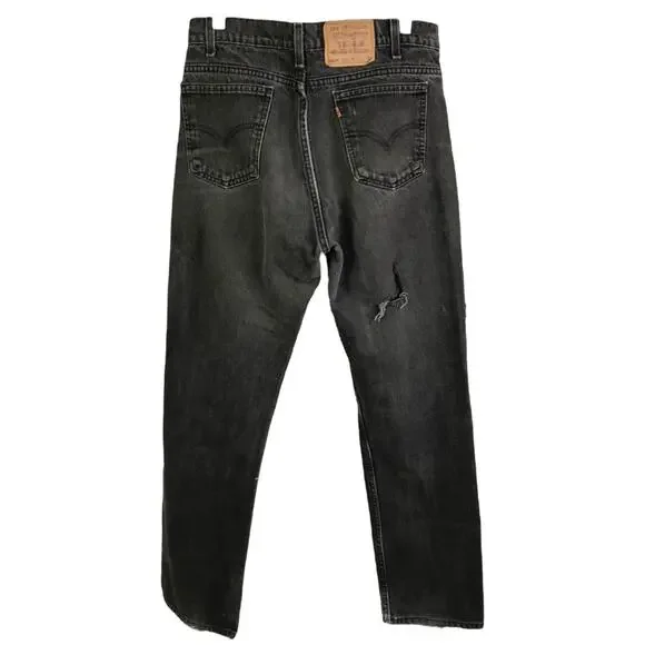 Levi's 505 Jeans Mens Sz 34x30 Black Denim Straight Leg Pants Regular Fit Cotton
